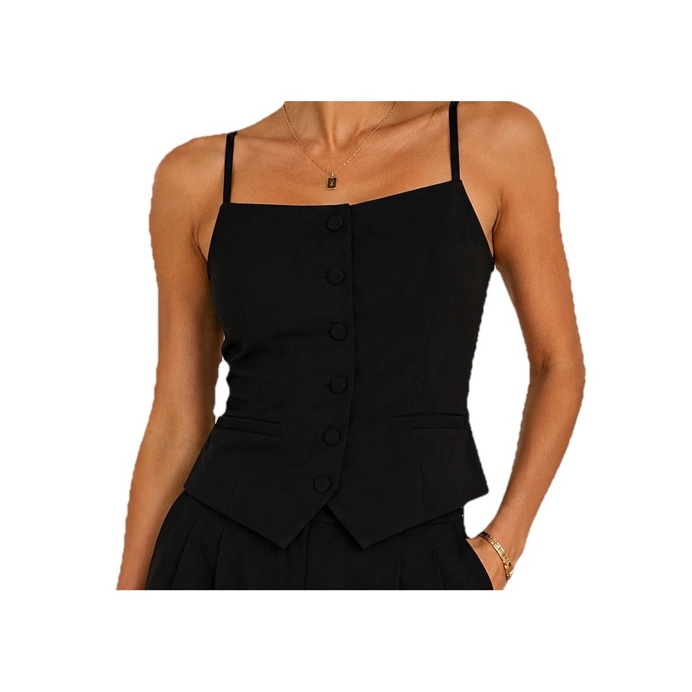 Sincerely Jules Black Button Front Tailored Vest Tank Top Women’s S NWT